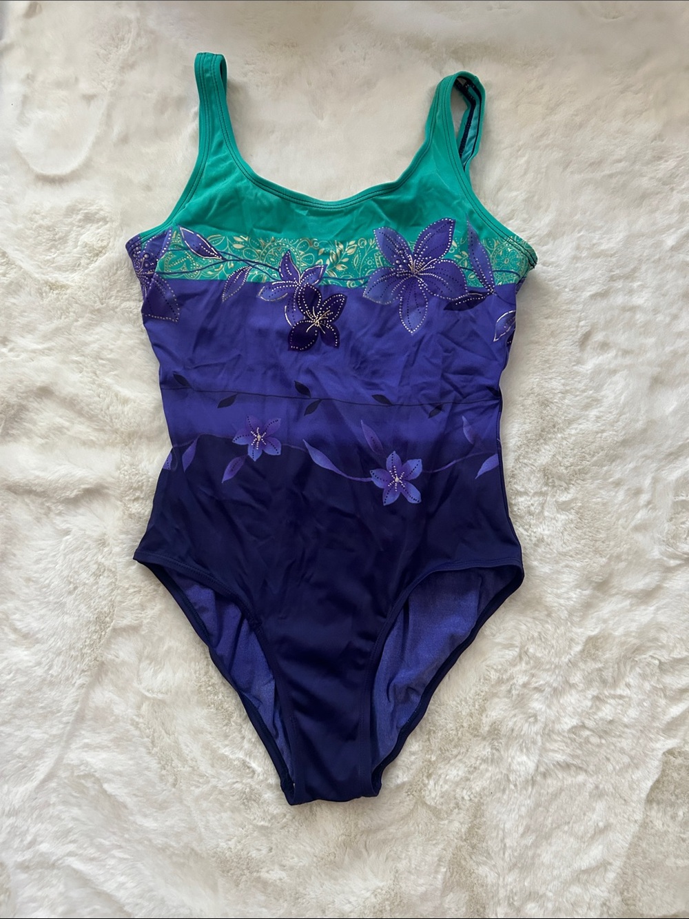 Islander Teal and Purple Floral One-Piece Swimsuit